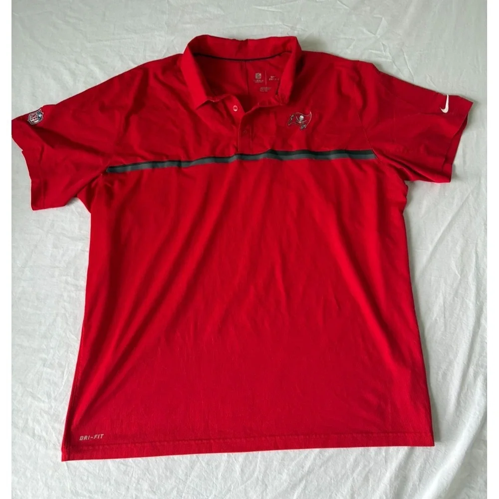 Nike Dri-Fit Mens Red Stretch Tampa Bay Buccaneers NFL On-Field Polo Shirt 2XL